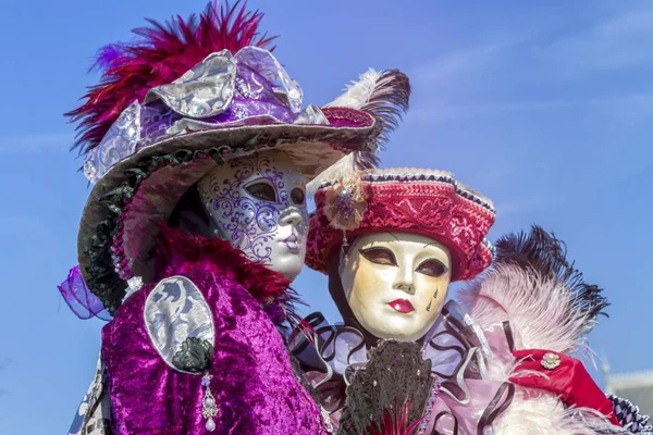 Traditional carnival masks at Annecy festival, France — Stockfoto
