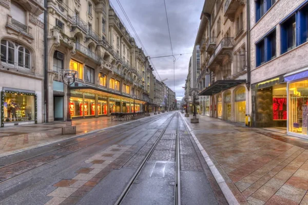 Rue de la Croix dOr in downtown Geneva, Switzerland, HDR — Stock Photo, Image