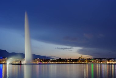 Geneva panorama ünlü çeşme, İsviçre, Hdr ile