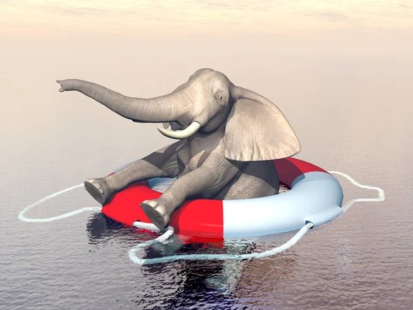 Uložit koncept ohrožených slonů - 3D vykreslení — Stock fotografie