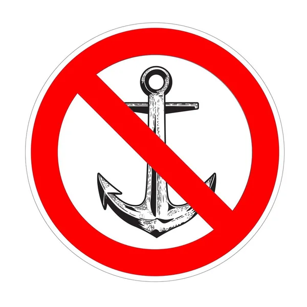 Nessun segno proibito di ancoraggio, simbolo proibito rosso — Foto Stock