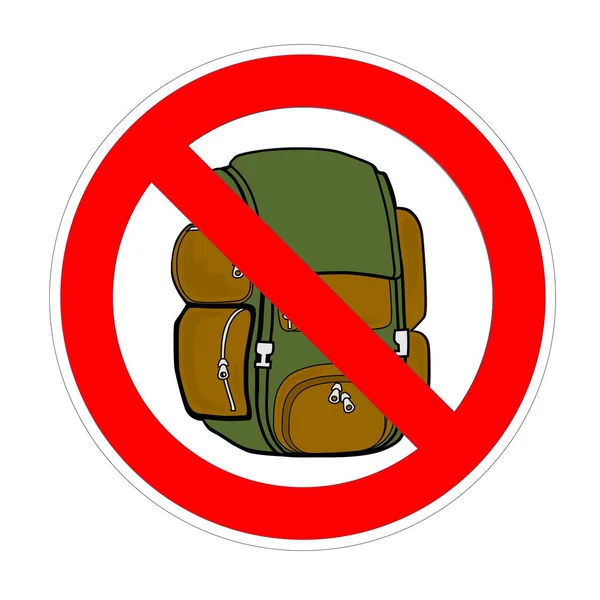 No bag backpack forbidden sign, red prohibition symbol — Stock Photo, Image