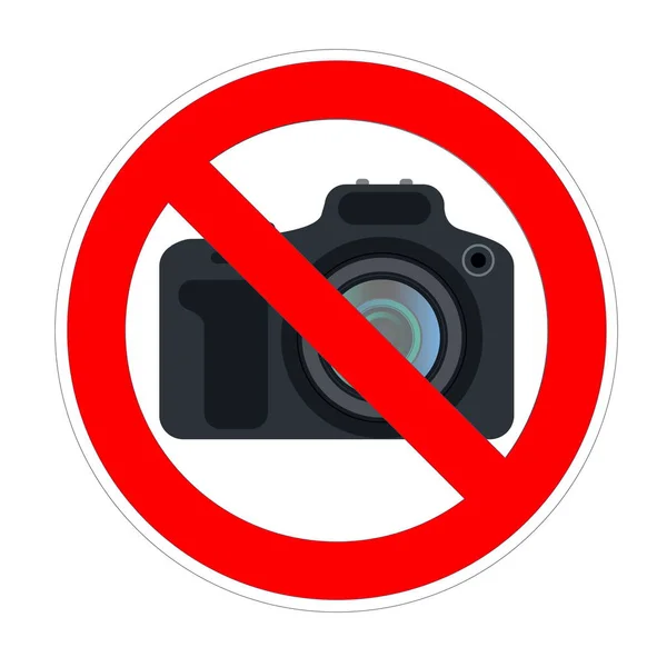 No hay cámara de fotos tiro señal prohibida, símbolo de prohibición roja —  Fotos de Stock