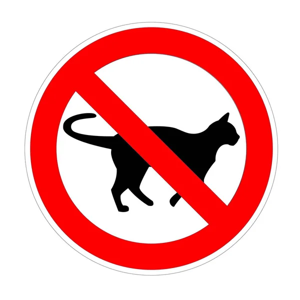 Žádné kočičí zakázané znamení, symbol červeného zákazu — Stock fotografie