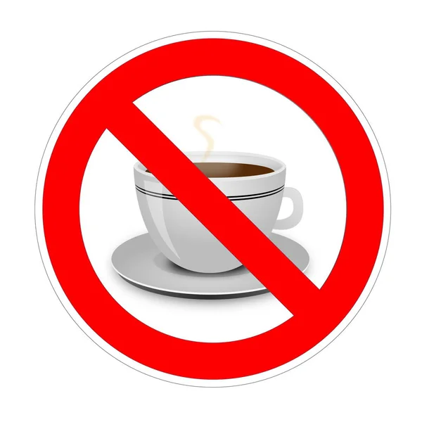 No hay café o té bebida signo prohibido, símbolo de prohibición roja —  Fotos de Stock