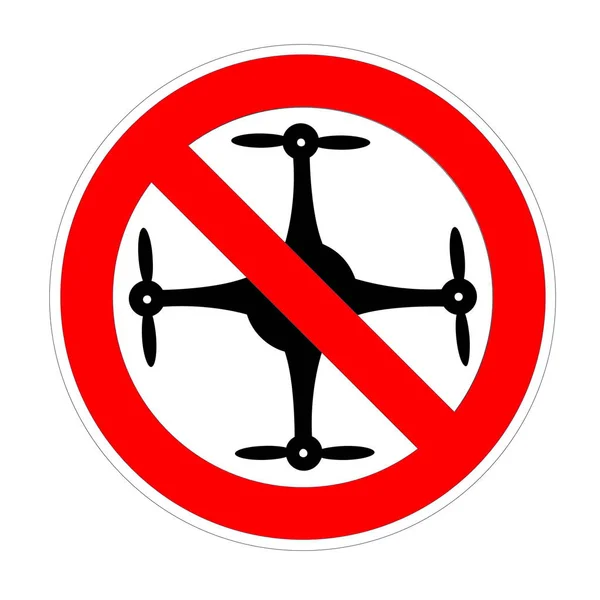 No flying drone zone forbidden sign, red prohibition symbol — Stock Photo, Image