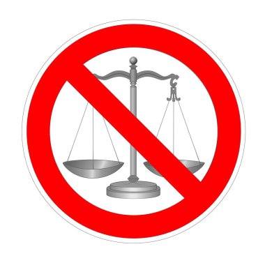 Adalet, hukuk, mahkeme, yasaklı imza, kırmızı yasaklama sembolü, kanunsuzluk ve yolsuzluk bölgesi yok