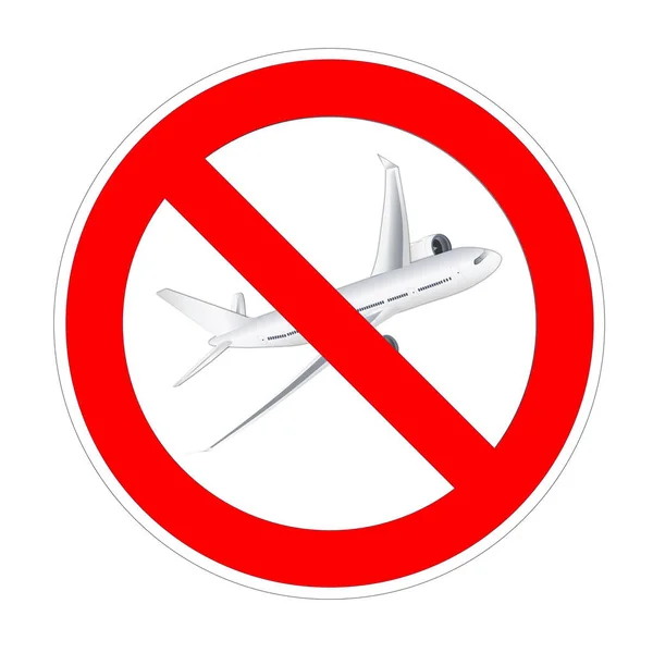 Inga flygplan, plan, flygplan förbjuden skylt, röd förbudssymbol — Stockfoto