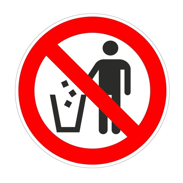 No trash around forbidden sign, red prohibition symbol — Stock Photo, Image