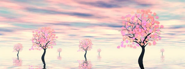 Alberi di cuori per San Valentino - rendering 3D — Foto Stock