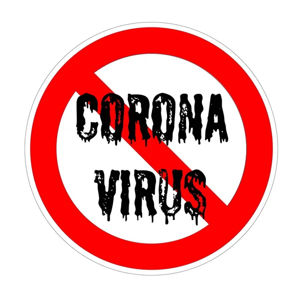 Signo prohibido con texto coronavirus en color negro — Foto de Stock