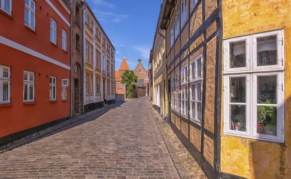 Street in medieval city of Ribe, Denmark — Stockfoto