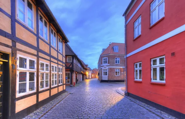 Street in medieval city of Ribe, Denmark - HDR — Stock Photo, Image