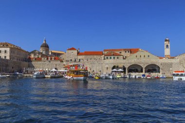 Dubrovnik old city harbor on the Adriatic Sea, South Dalmatia re