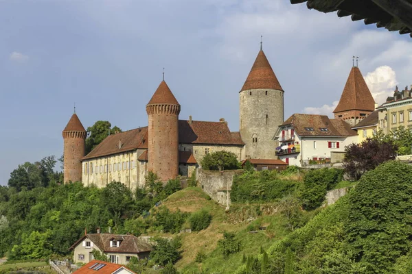 Chenaux Castle at Estavayer-le-Lac, Fribourg, Switzerland — Stock Photo, Image