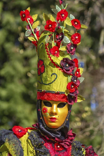 Beautiful costume and mask at the Venice Carnival in Annecy, France — Stock Photo, Image