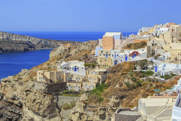 Widok na Oia caldera i Morze Egejskie, Santorini, Grecja — Zdjęcie stockowe