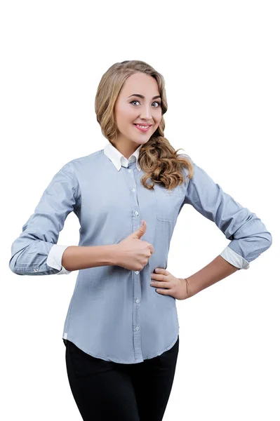 Mujer joven feliz en ropa casual — Foto de Stock
