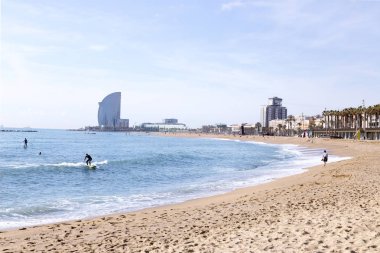 Barcelona, İspanya - Mayıs, 2017: Barceloneta beach