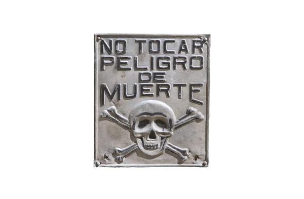 Stary hiszpański sygnału niebezpieczeństwa śmierci na białym tle — Zdjęcie stockowe
