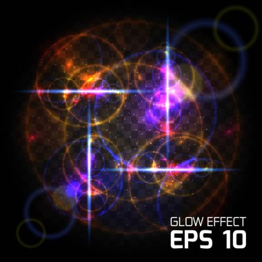 Noel ve yeni yıl üzerinde farklı etkileri için parlak arka plan. Renkli arka plan üzerinde koyu bir arka plan şeffaf ışık efektleri ile. Vektör