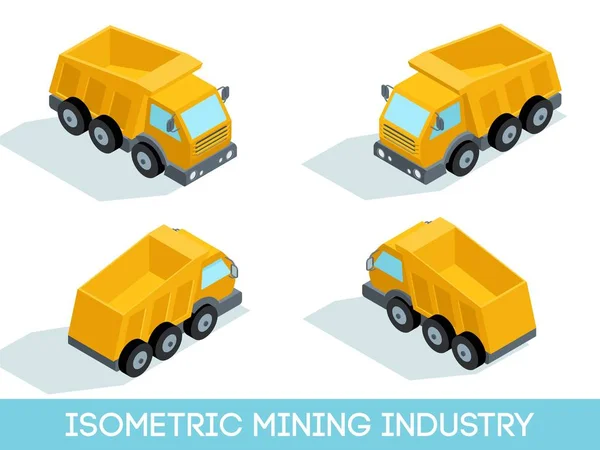 Iconos de la industria minera isométrica 3D conjunto 2 imagen de equipos de minería y vehículos aislados vector ilustración — Archivo Imágenes Vectoriales