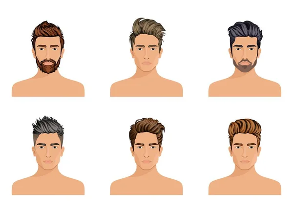 Mannen gebruikt voor het maken van het kapsel van de teken baard, snor mannen mode, image, stijlvolle hipstel gezicht. Vectorillustratie — Stockvector