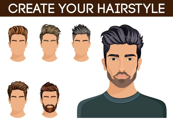 Homens estilo de cabelo símbolo barba hipster, homens bigode elegante, moderno. Ilustração vetorial — Vetor de Stock