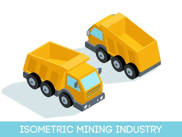 Isometric 3D icônes de l'industrie minière mis 6 image de l'équipement minier et des véhicules isolés sur un arrière-plan illustration vectorielle lumière — Image vectorielle