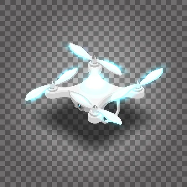Isometric drone quadrocopter 3D, fly on the radio. Drone camera for filming on a transparent background