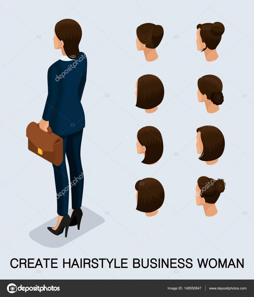Set 3 Fashion isometric 3D business lady, a set of women's haircuts, styling, hair, hair color. Rear view isolated on a light background. Vector illustration Stock Vector Image by ©ElizaLIV #148550647 Set 3 Fashion isometric 3D business lady, a set of women's haircuts, styling, hair, hair color. Rear view isolated on a light background. Vector illustration Stock Vector Image by ©ElizaLIV #148550647