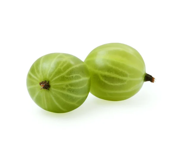 Fresh Green Gooseberry Isolated White Background — Stock Photo, Image