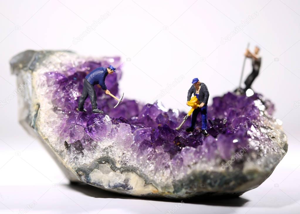 Miniature Workers in the Mining of Minerals Field