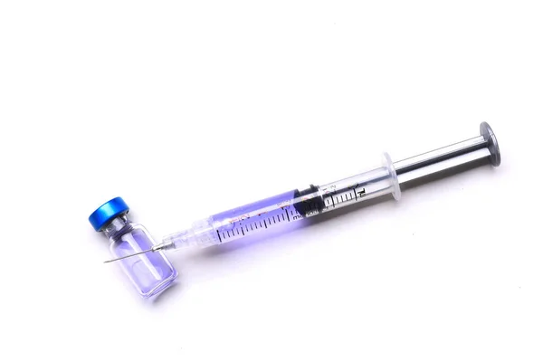 Vacuna Jeringa Para Prevención Pandemia Sobre Fondo Blanco —  Fotos de Stock