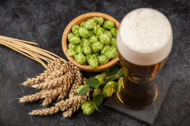 koyu arka plan üzerinde bira cam