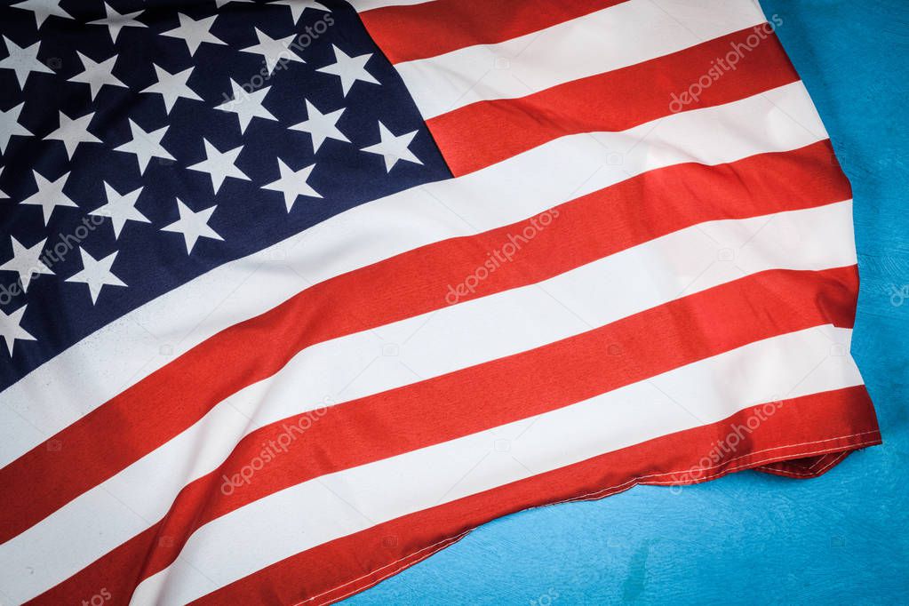 USA flag on blue background