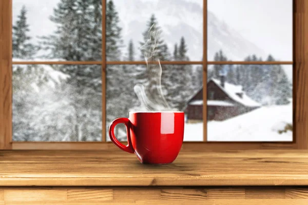 Horká káva v zimě — Stock fotografie