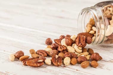 Farklı fındık closeup fotoğraf karışımı