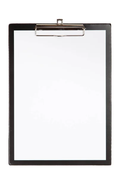 Black clipboard on a table — Stock Photo, Image