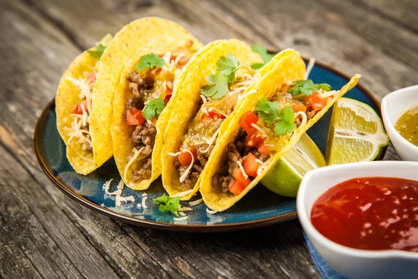 Mexicaanse taco's met rundvlees — Stockfoto