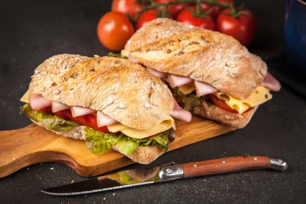 Delicious ciabatta sandwich — Stock Photo, Image