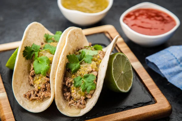 Mexican tacos with beef — Stock Photo, Image