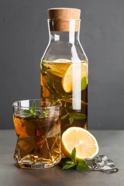 Limonlu ve naneli buzlu çay.