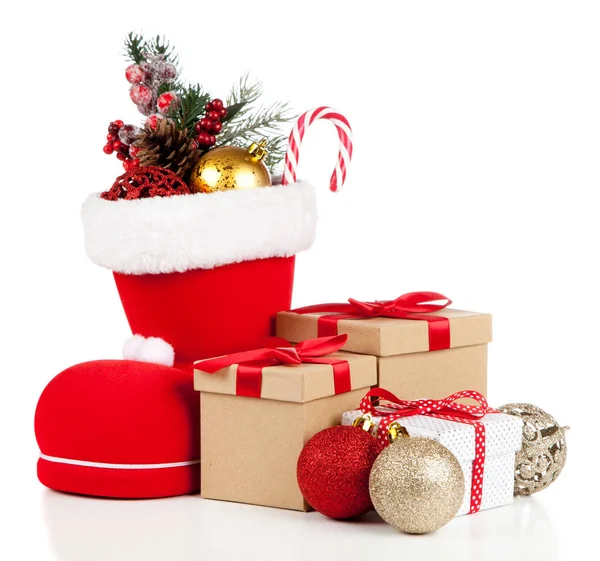 Santas shoe on white background — Stock Photo, Image