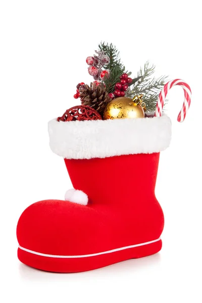 Weihnachtsmannschuh auf weißem Hintergrund — Stockfoto