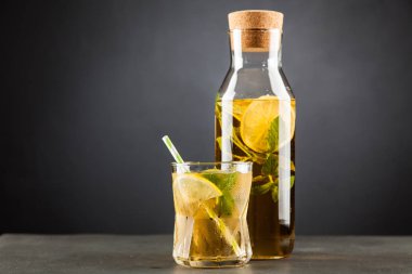 Limonlu ve naneli buzlu çay.