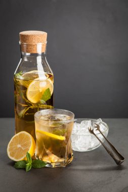 Limonlu ve naneli buzlu çay.