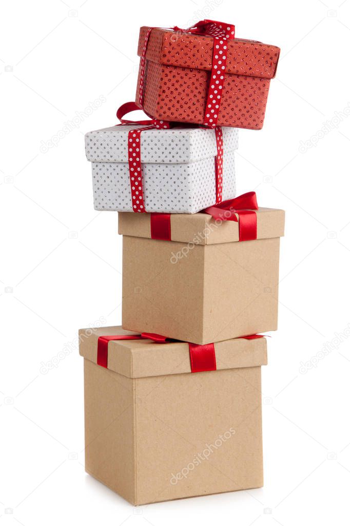 Gift boxes on white background