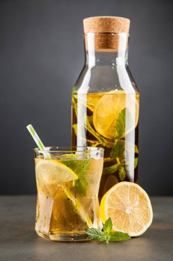 Limonlu ve naneli buzlu çay.