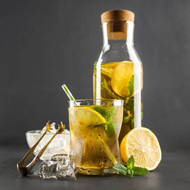 Limonlu ve naneli buzlu çay.